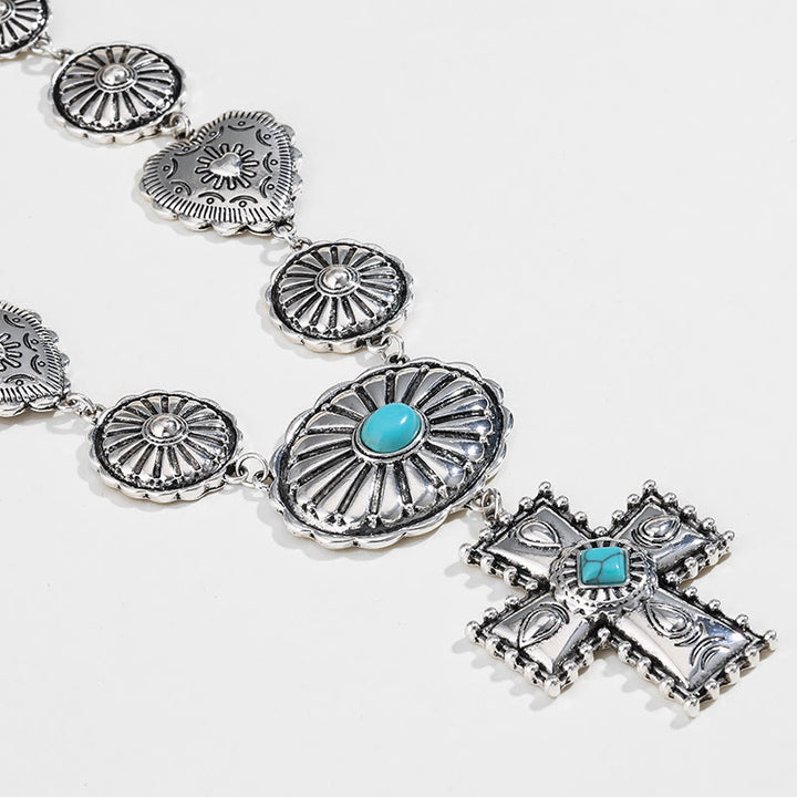 Conjunto de joyas de aleación con diseño de cruz de amor en plata antigua de Olivenorma