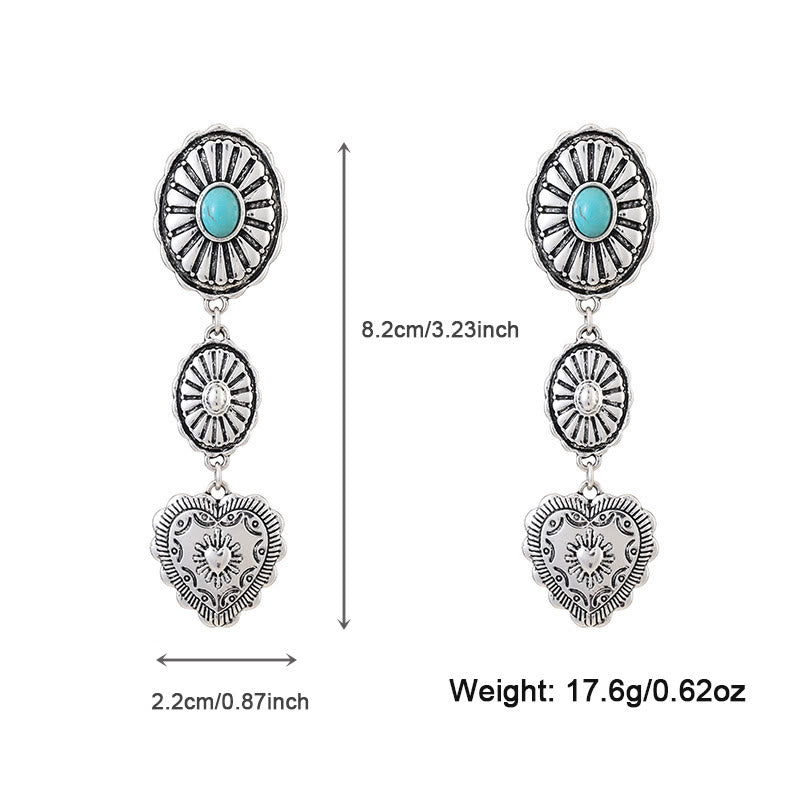 Conjunto de joyas de aleación con colgante de cruz y corazón de turquesa de Olivenorma