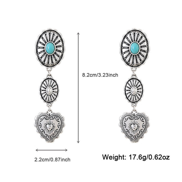 Conjunto de joyas de aleación con colgante de cruz y corazón de turquesa de Olivenorma