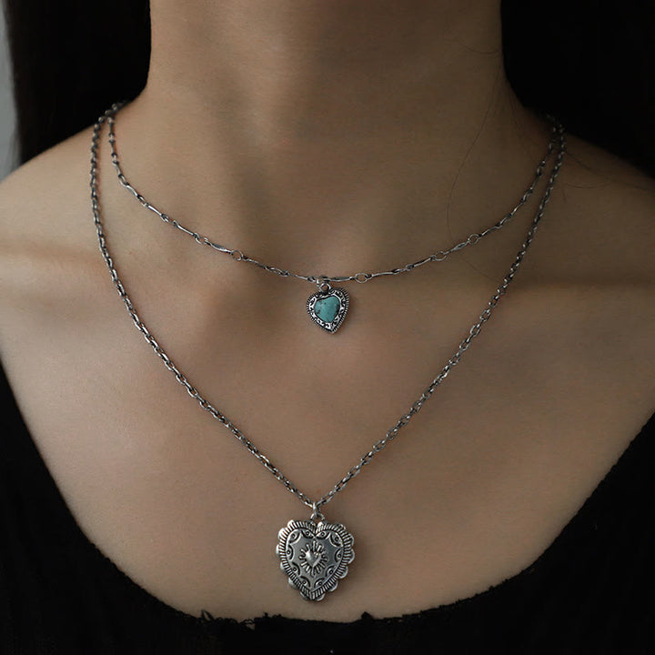 Conjunto de joyas con pendientes y colgante de cruz de amor turquesa de Olivenorma