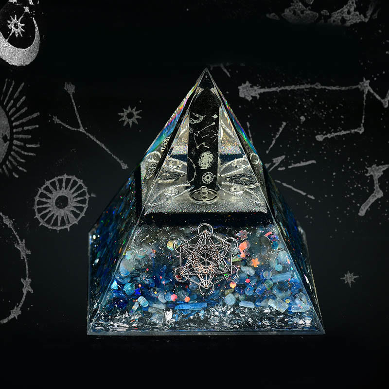 Columna de obsidiana de Olivenorma Cubo de Metatrón Equilibrio Pirámide de orgón