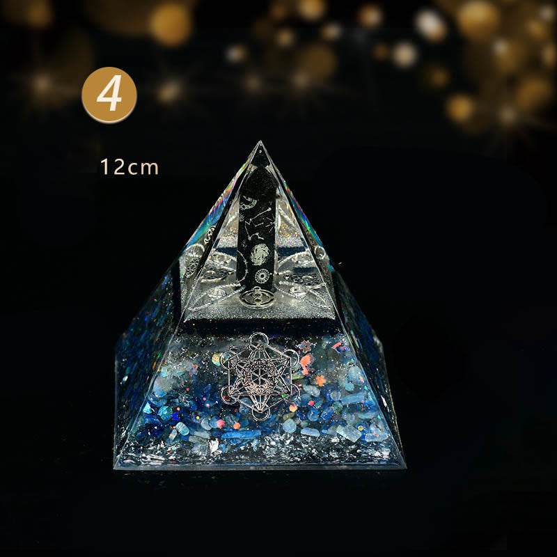 Columna de obsidiana de Olivenorma Cubo de Metatrón Equilibrio Pirámide de orgón