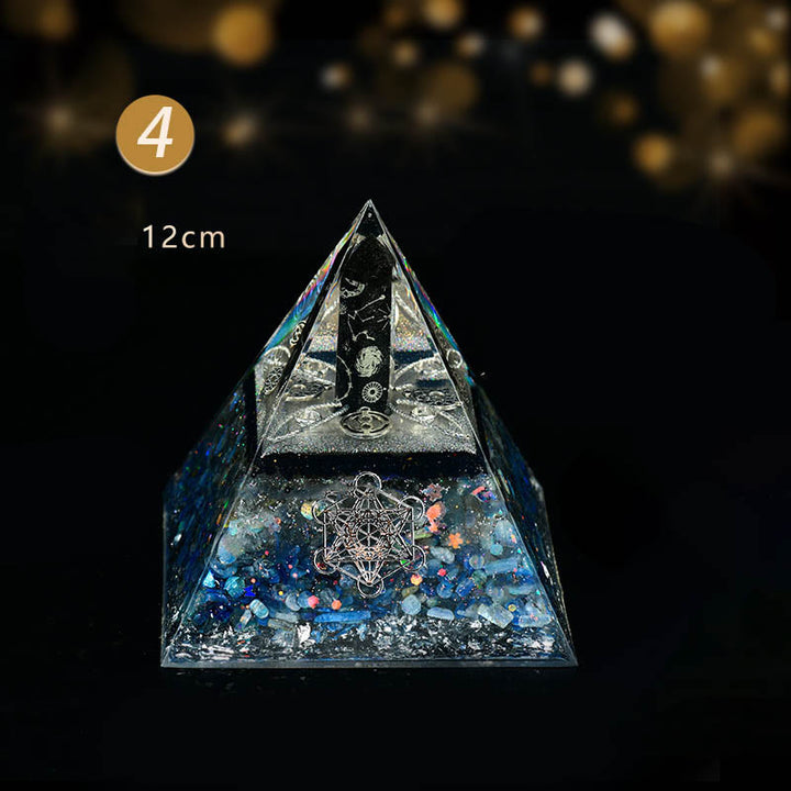 Columna de obsidiana de Olivenorma Cubo de Metatrón Equilibrio Pirámide de orgón