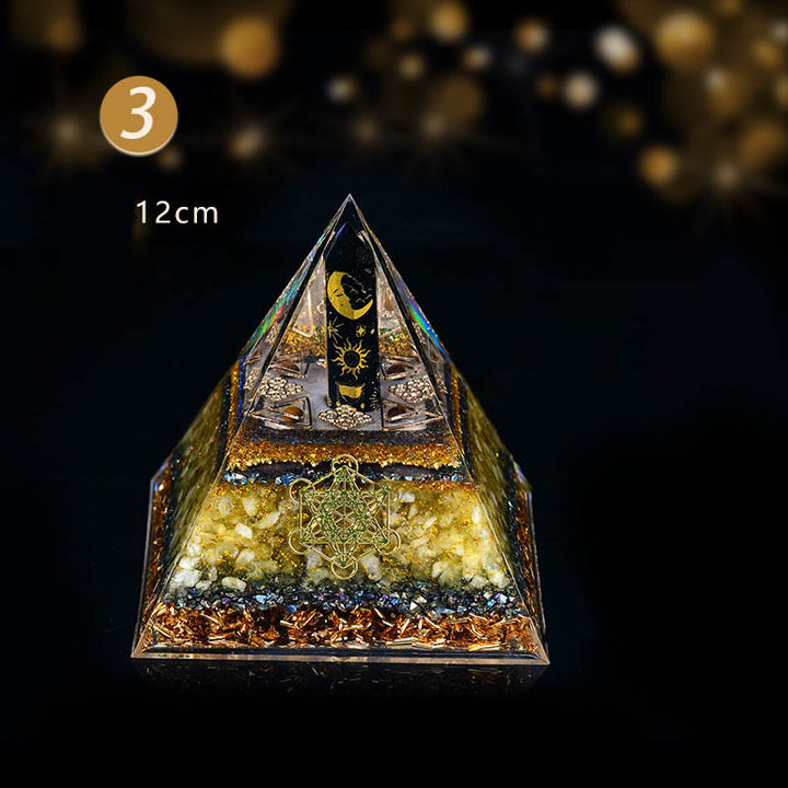 Columna de obsidiana de Olivenorma Cubo de Metatrón Equilibrio Pirámide de orgón