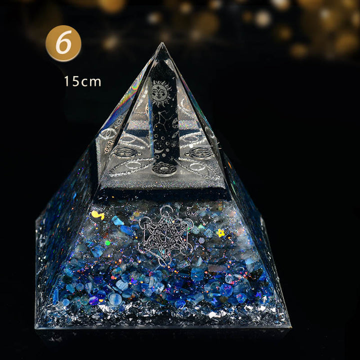 Columna de obsidiana de Olivenorma Cubo de Metatrón Equilibrio Pirámide de orgón
