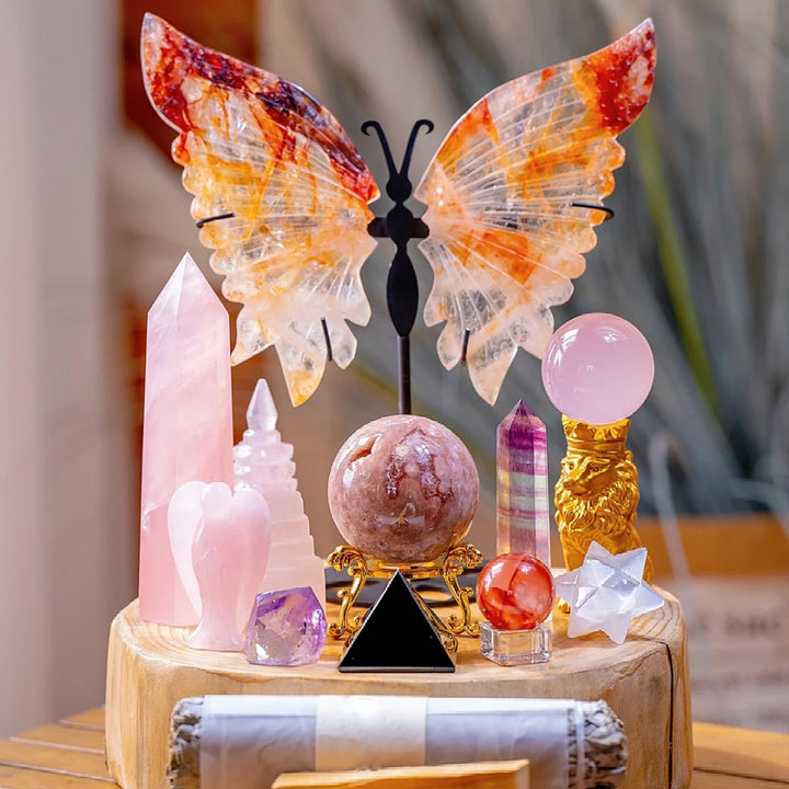 Conjunto de adornos de energía personalizados de Olivenorma con cristales