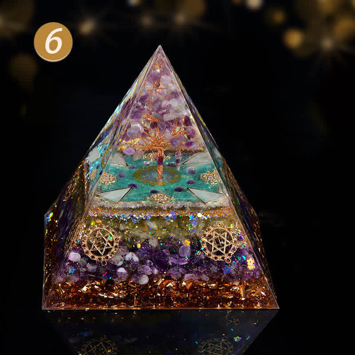 Árbol de feng shui de amatista y citrino, pirámide de orgón de Olivenorma