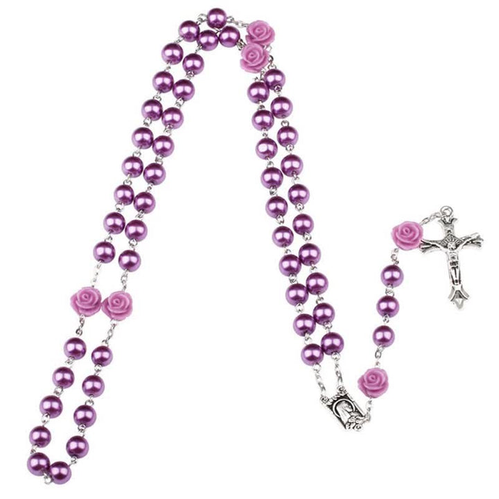 Collar rosario de cuentas de vidrio violeta de Olivenorma 
