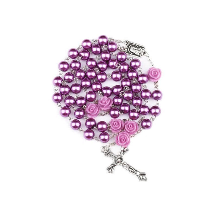 Collar rosario de cuentas de vidrio violeta de Olivenorma 