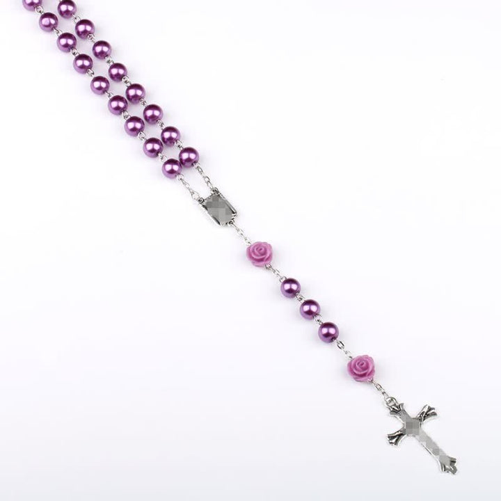 Collar rosario de cuentas de vidrio violeta de Olivenorma 
