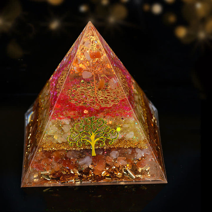 Pirámide de orgón con árbol de la vida de cristal natural de 10 cm de Olivenorma