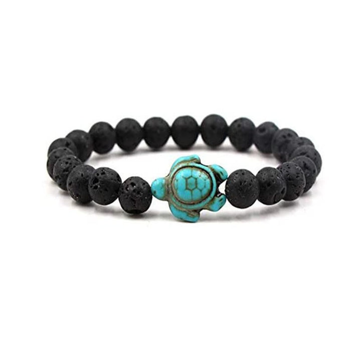 Olivenorma "Sense of Flow": pulsera sencilla con forma de tortuga y turquesa de piedra natural 