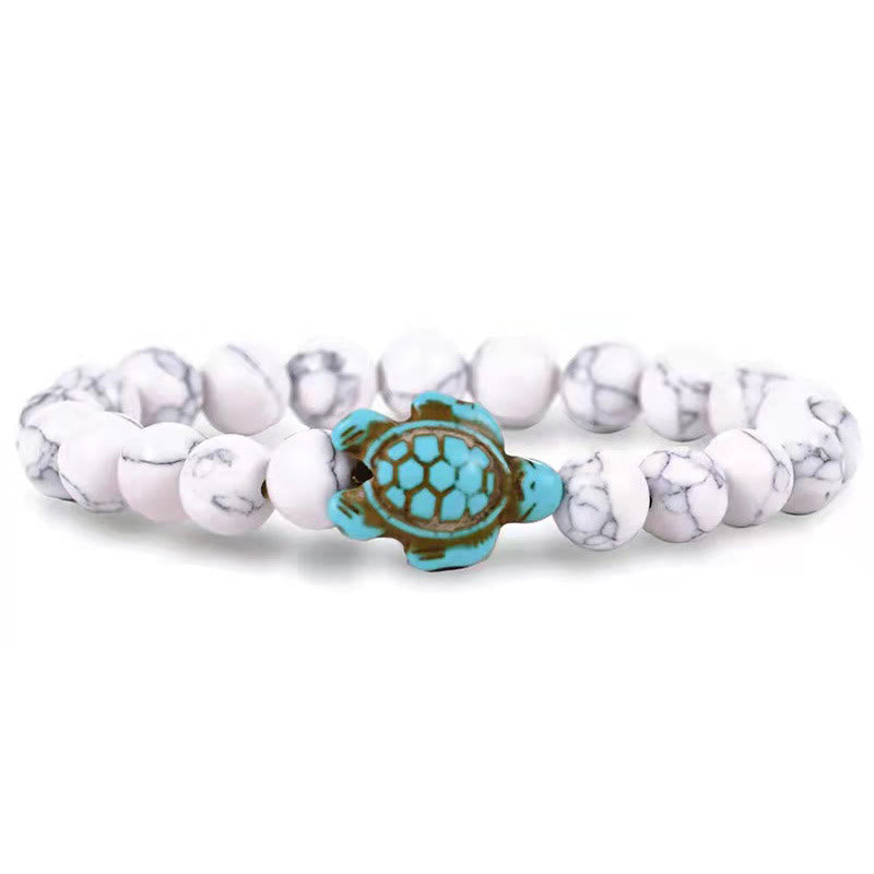 Olivenorma "Sense of Flow": pulsera sencilla con forma de tortuga y turquesa de piedra natural 