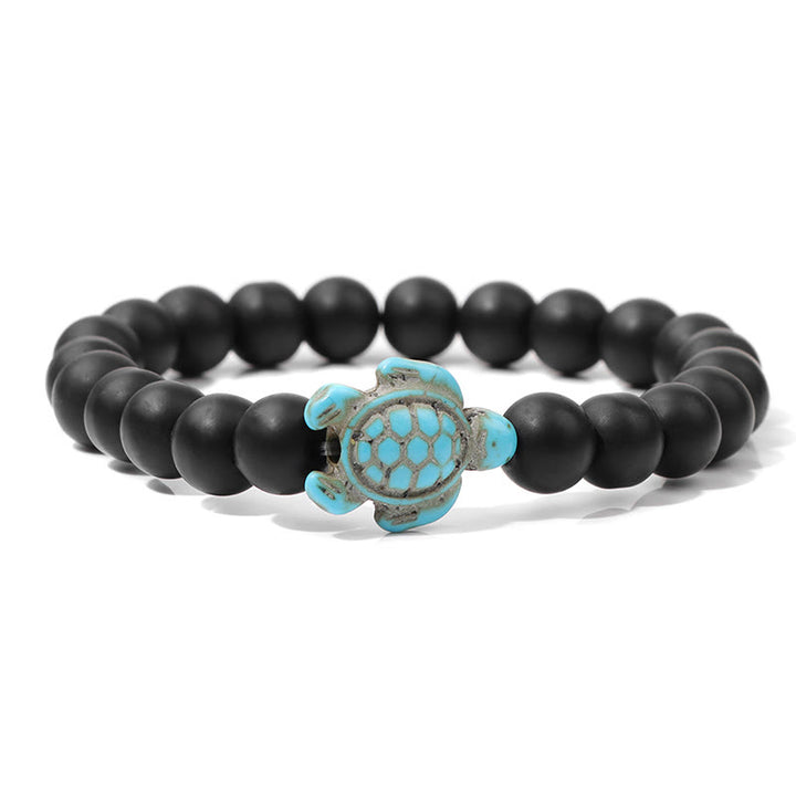 Olivenorma "Sense of Flow": pulsera sencilla con forma de tortuga y turquesa de piedra natural 