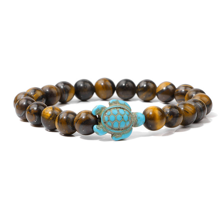 Olivenorma "Sense of Flow": pulsera sencilla con forma de tortuga y turquesa de piedra natural 