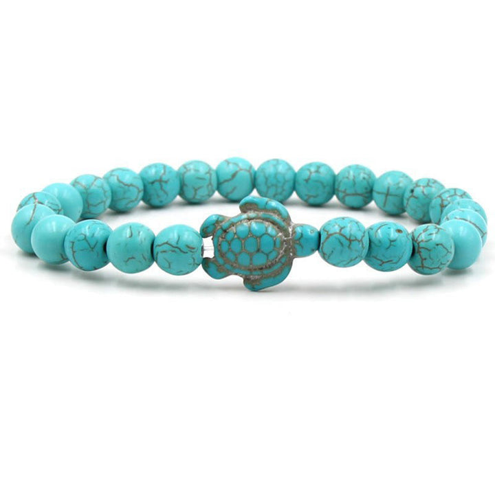 Olivenorma "Sense of Flow": pulsera sencilla con forma de tortuga y turquesa de piedra natural 