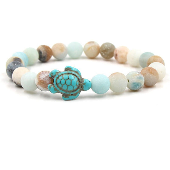 Olivenorma "Sense of Flow": pulsera sencilla con forma de tortuga y turquesa de piedra natural 