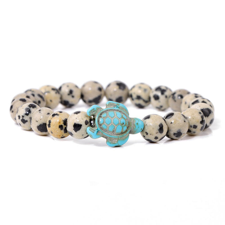 Olivenorma "Sense of Flow": pulsera sencilla con forma de tortuga y turquesa de piedra natural 