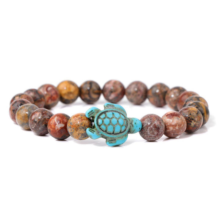 Olivenorma "Sense of Flow": pulsera sencilla con forma de tortuga y turquesa de piedra natural 