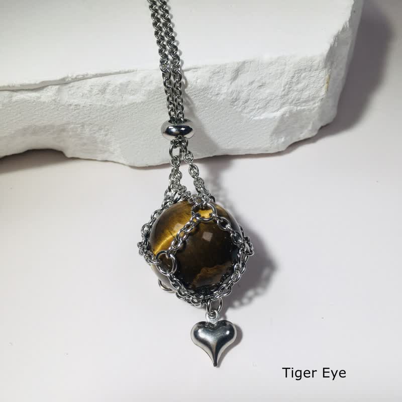 Collar con colgante en forma de corazón de plata con cristales naturales de Olivenorma