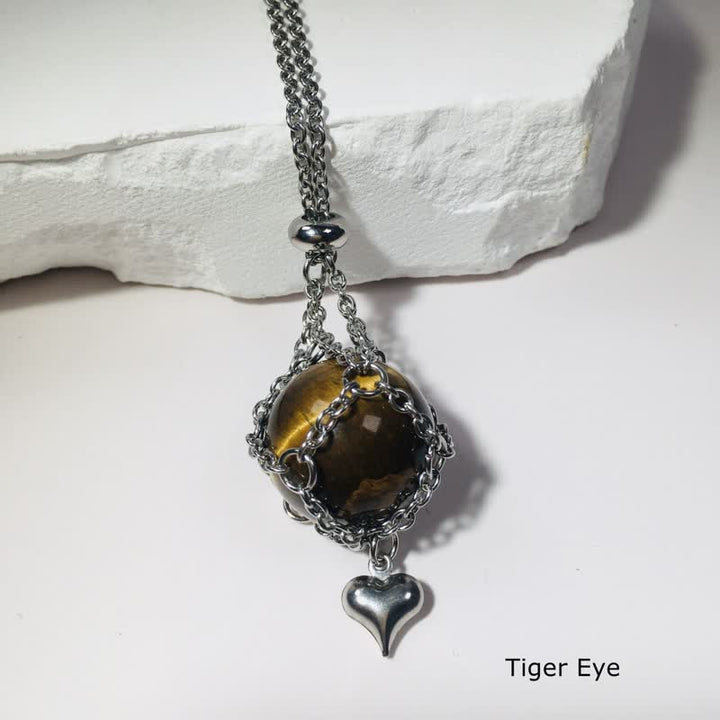 Collar con colgante en forma de corazón de plata con cristales naturales de Olivenorma