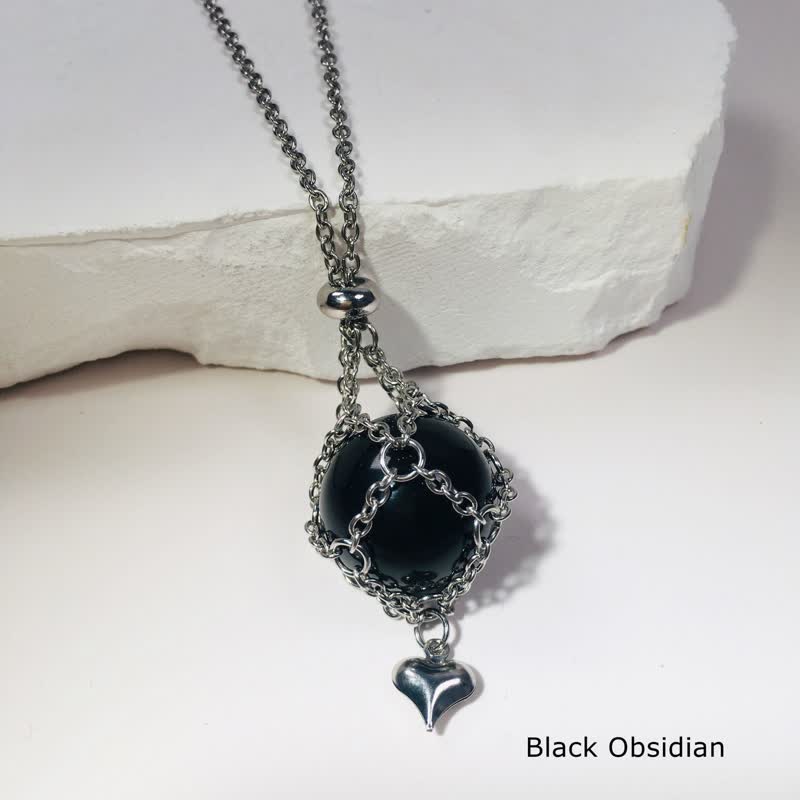 Collar con colgante en forma de corazón de plata con cristales naturales de Olivenorma