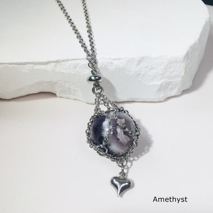 Collar con colgante en forma de corazón de plata con cristales naturales de Olivenorma