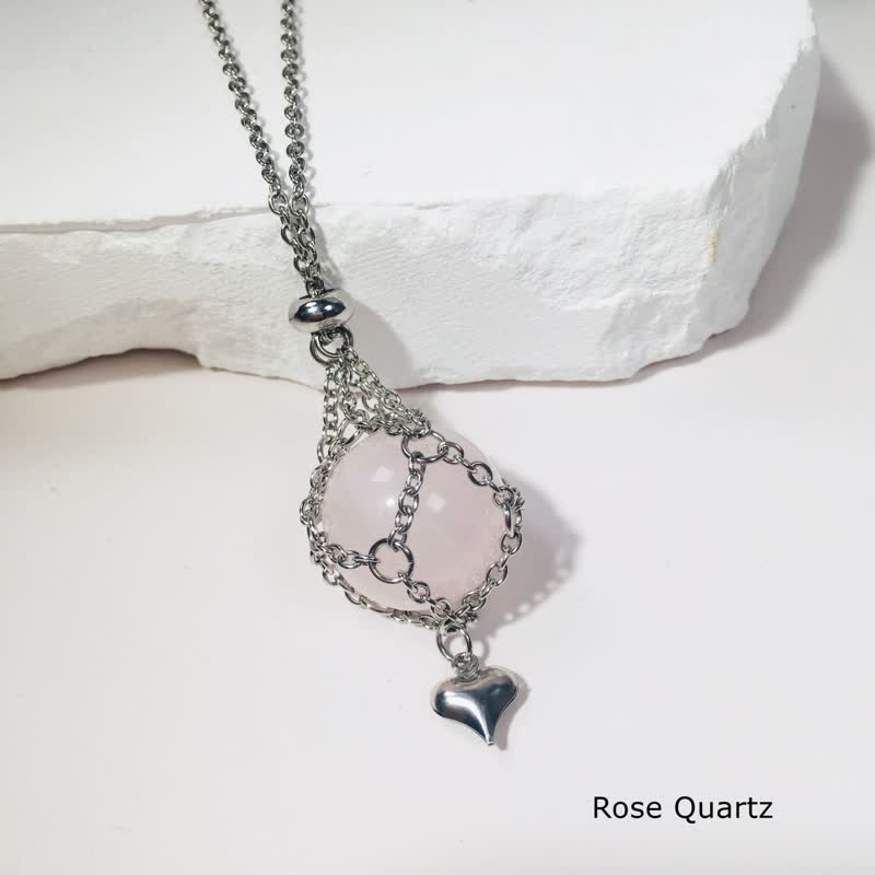 Collar con colgante en forma de corazón de plata con cristales naturales de Olivenorma
