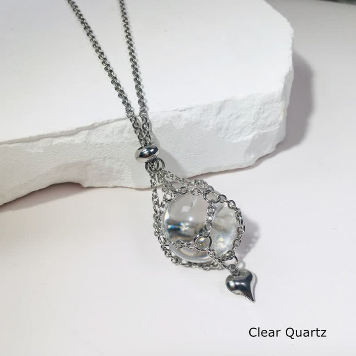 Collar con colgante en forma de corazón de plata con cristales naturales de Olivenorma