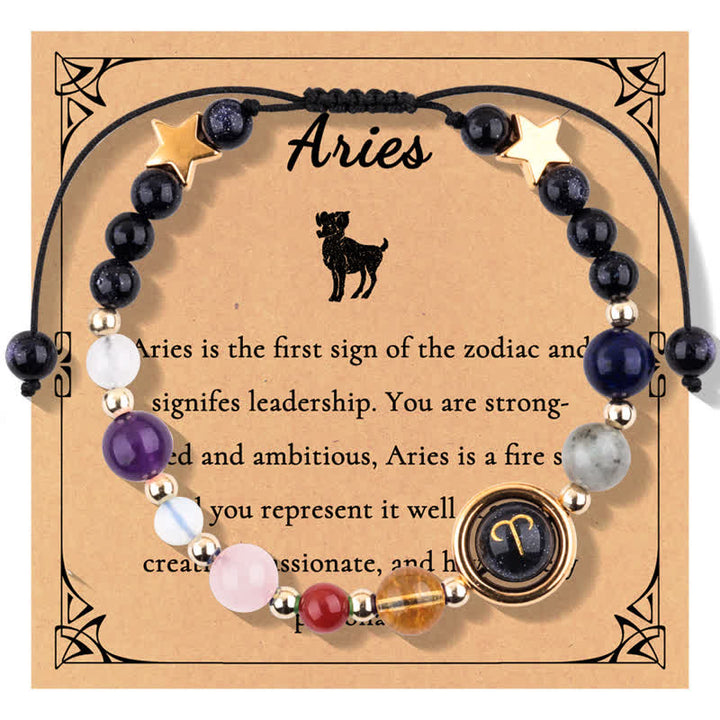 Pulsera de cuentas del zodiaco con piedra natural arenisca azul de Olivenorma
