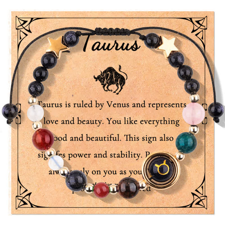 Pulsera de cuentas del zodiaco con piedra natural arenisca azul de Olivenorma