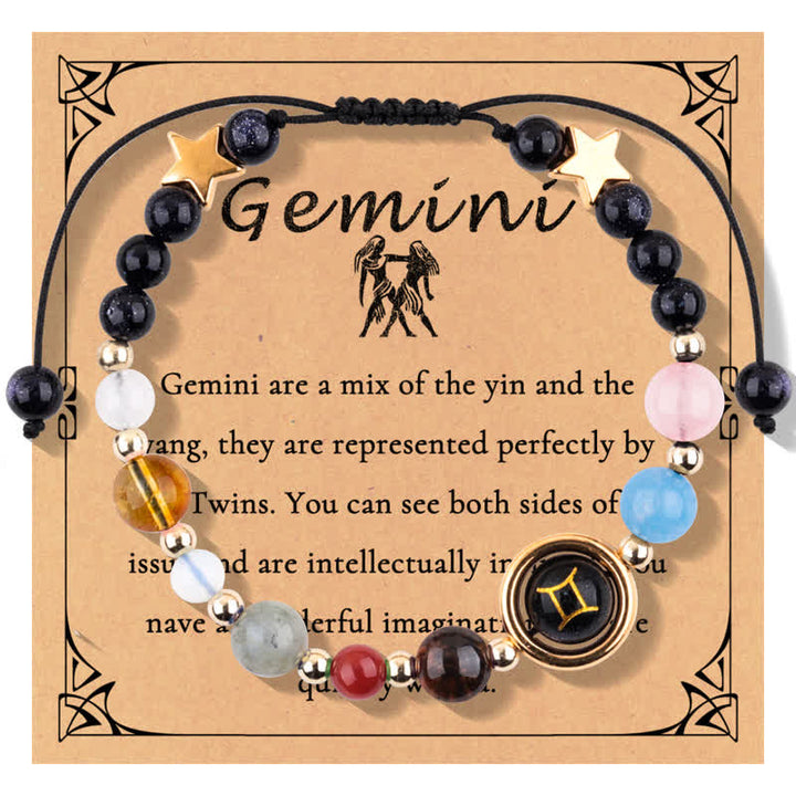 Pulsera de cuentas del zodiaco con piedra natural arenisca azul de Olivenorma