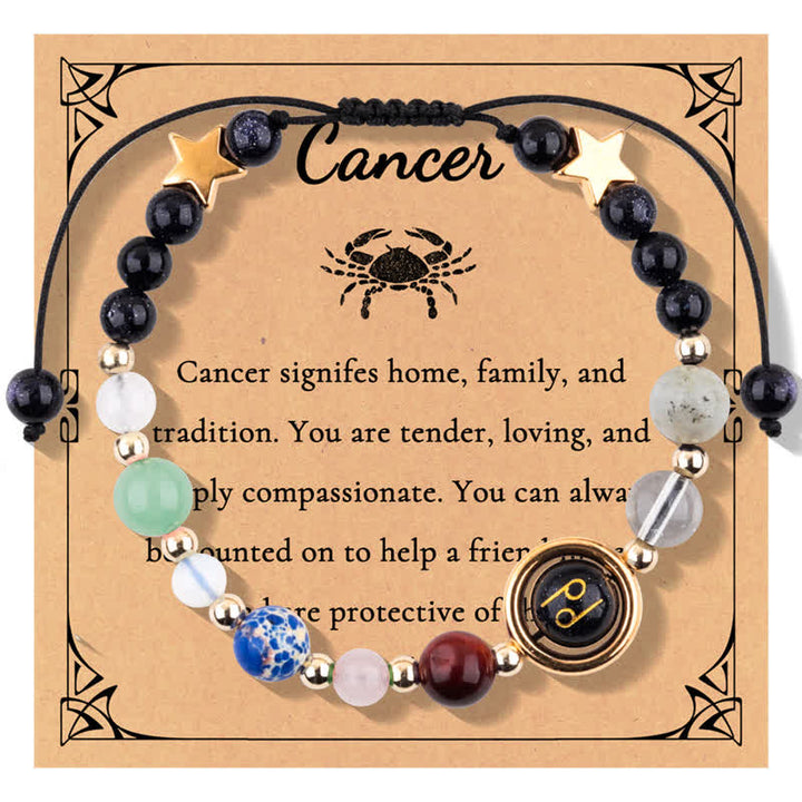 Pulsera de cuentas del zodiaco con piedra natural arenisca azul de Olivenorma