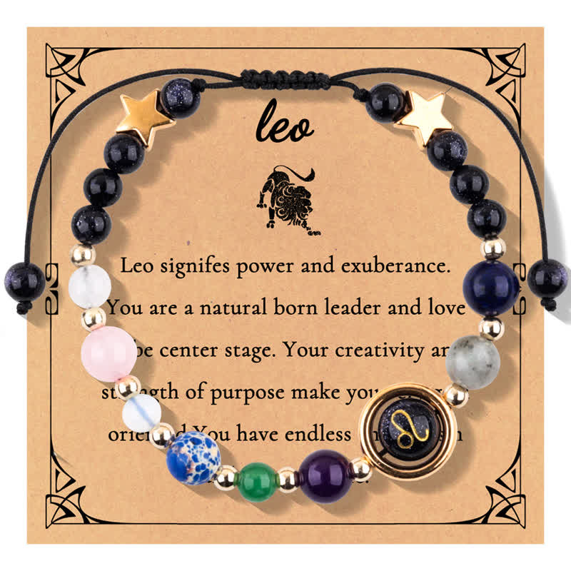 Pulsera de cuentas del zodiaco con piedra natural arenisca azul de Olivenorma