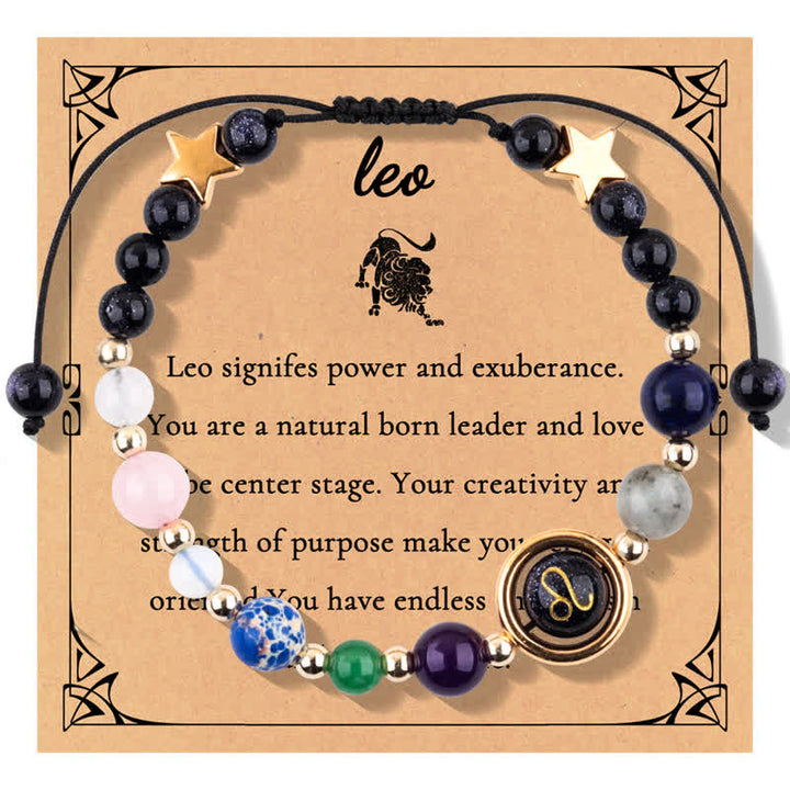 Pulsera de cuentas del zodiaco con piedra natural arenisca azul de Olivenorma
