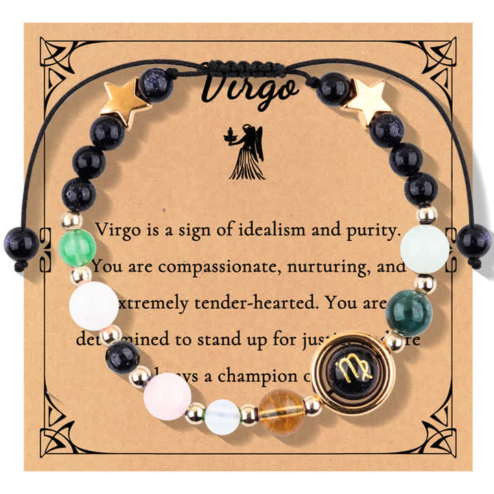 Pulsera de cuentas del zodiaco con piedra natural arenisca azul de Olivenorma