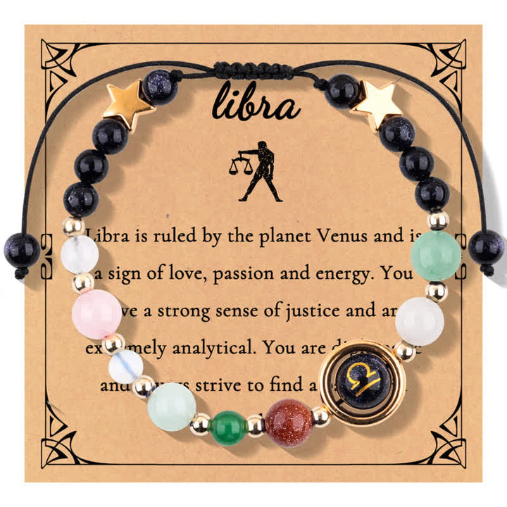 Pulsera de cuentas del zodiaco con piedra natural arenisca azul de Olivenorma