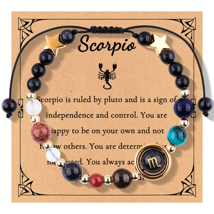 Pulsera de cuentas del zodiaco con piedra natural arenisca azul de Olivenorma