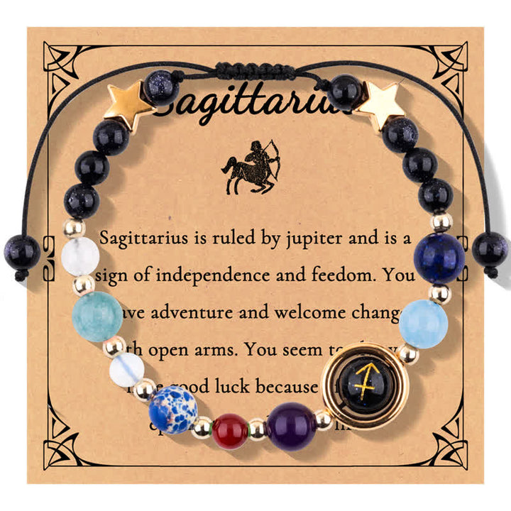 Pulsera de cuentas del zodiaco con piedra natural arenisca azul de Olivenorma