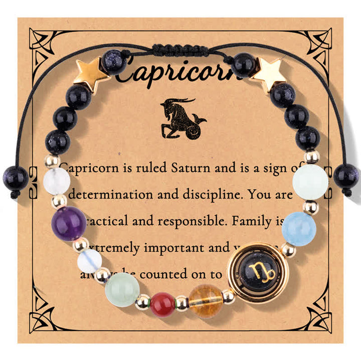 Pulsera de cuentas del zodiaco con piedra natural arenisca azul de Olivenorma