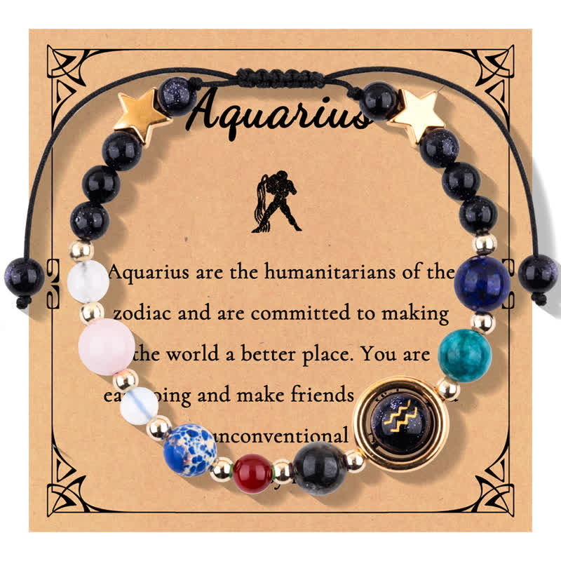 Pulsera de cuentas del zodiaco con piedra natural arenisca azul de Olivenorma