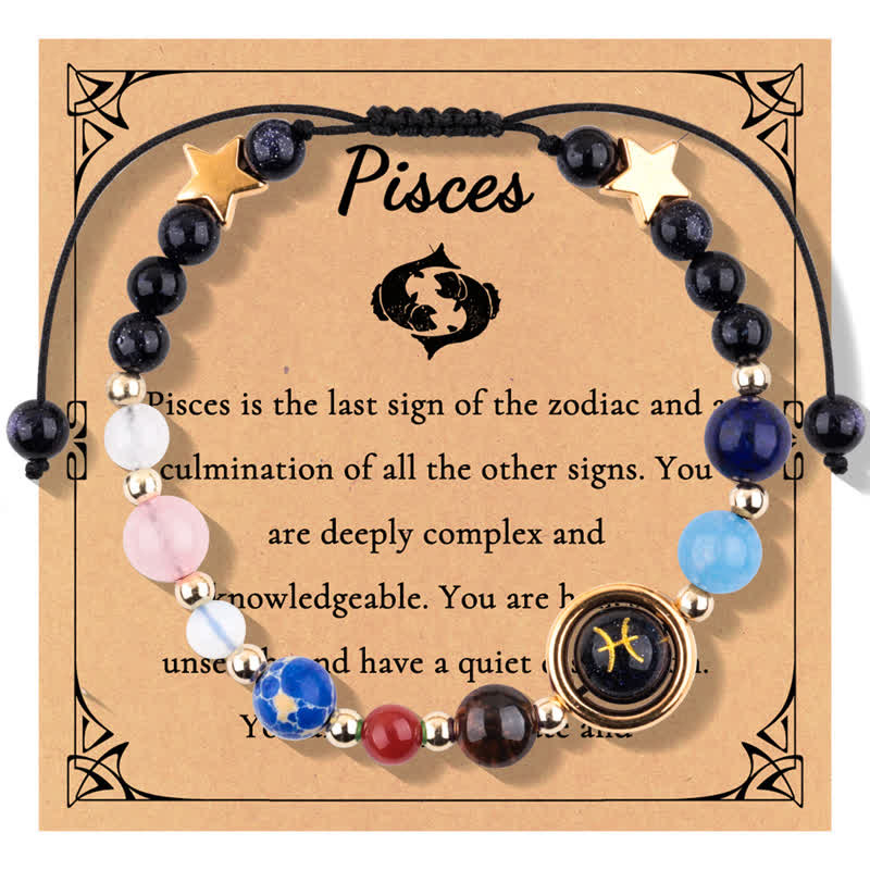 Pulsera de cuentas del zodiaco con piedra natural arenisca azul de Olivenorma