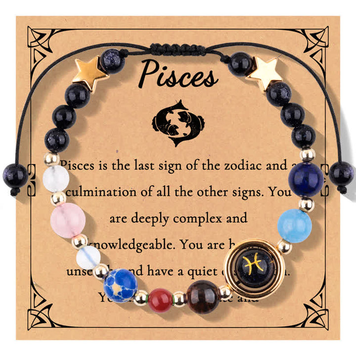 Pulsera de cuentas del zodiaco con piedra natural arenisca azul de Olivenorma