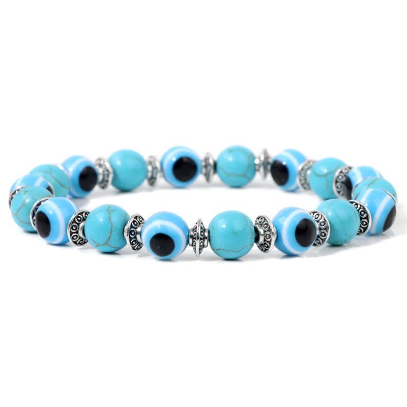 Pulsera de cuentas de piedra natural con ojo malvado de Olivenorma