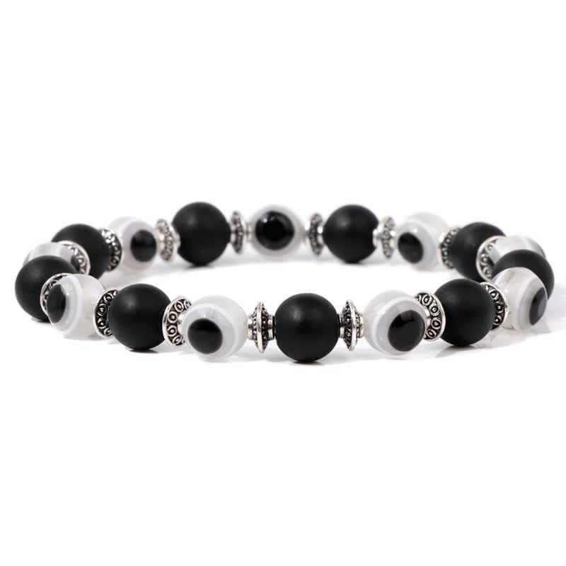 Pulsera de cuentas de piedra natural con ojo malvado de Olivenorma