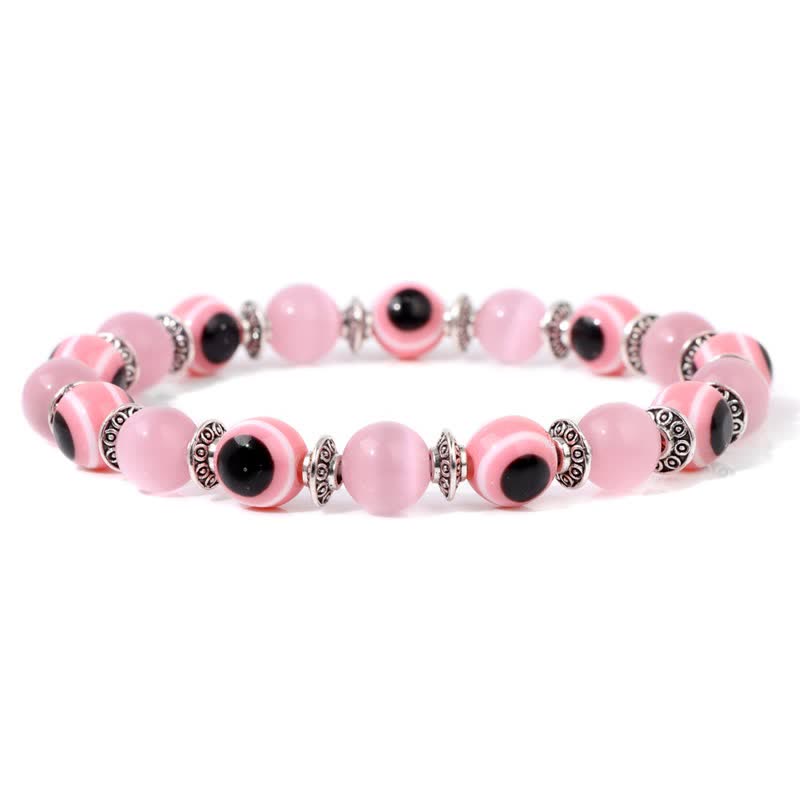 Pulsera de cuentas de piedra natural con ojo malvado de Olivenorma