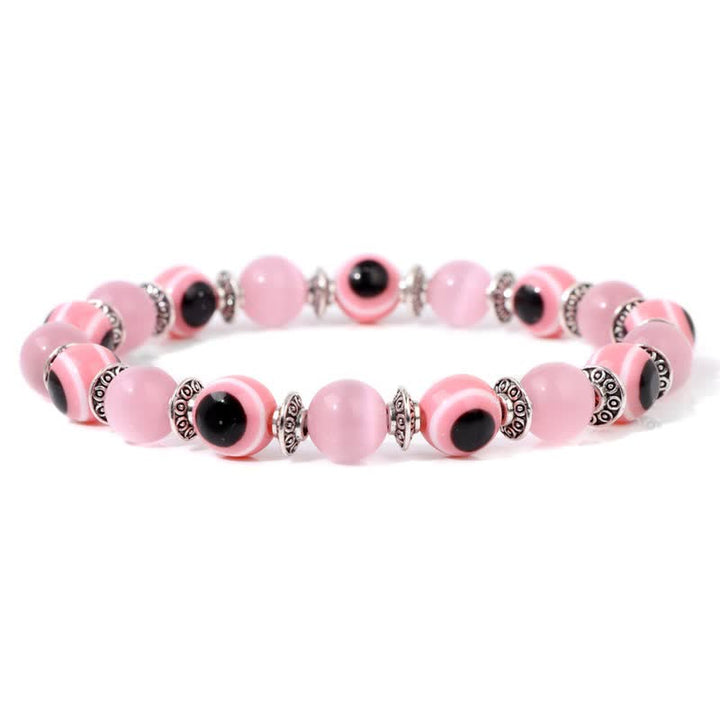 Pulsera de cuentas de piedra natural con ojo malvado de Olivenorma