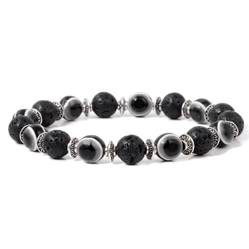 Pulsera de cuentas de piedra natural con ojo malvado de Olivenorma