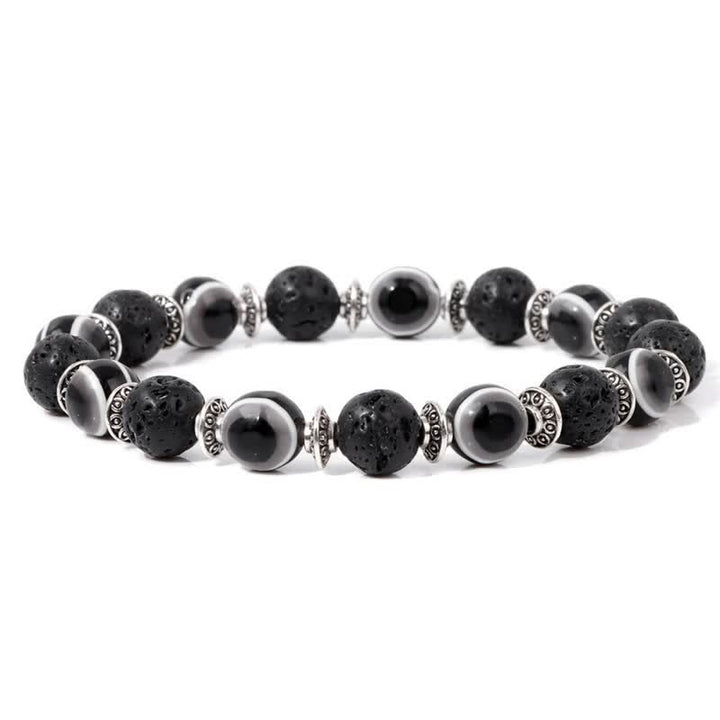 Pulsera de cuentas de piedra natural con ojo malvado de Olivenorma