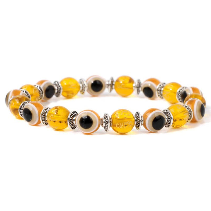 Pulsera de cuentas de piedra natural con ojo malvado de Olivenorma